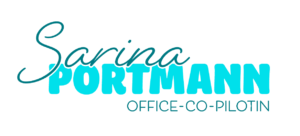 Logo des Unternehmens Portmann Virtual Assistant mit den Farben Türkis, Petrol und Weiss.